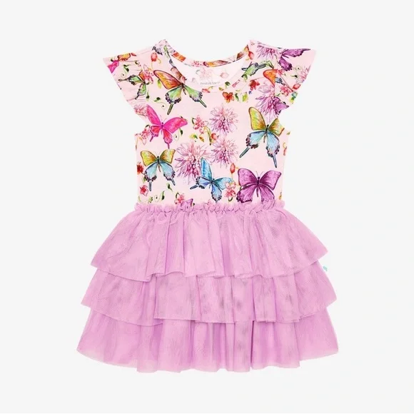Posh Peanut Watercolor Butterfly Tulle Dress 5T-6T - Picture 4 of 4